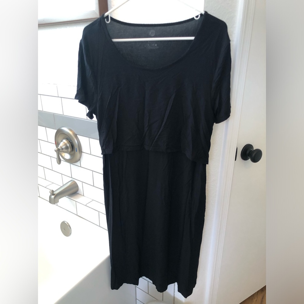 Kindred Bravely Eleanora Maternity and Nursing Dress Black L